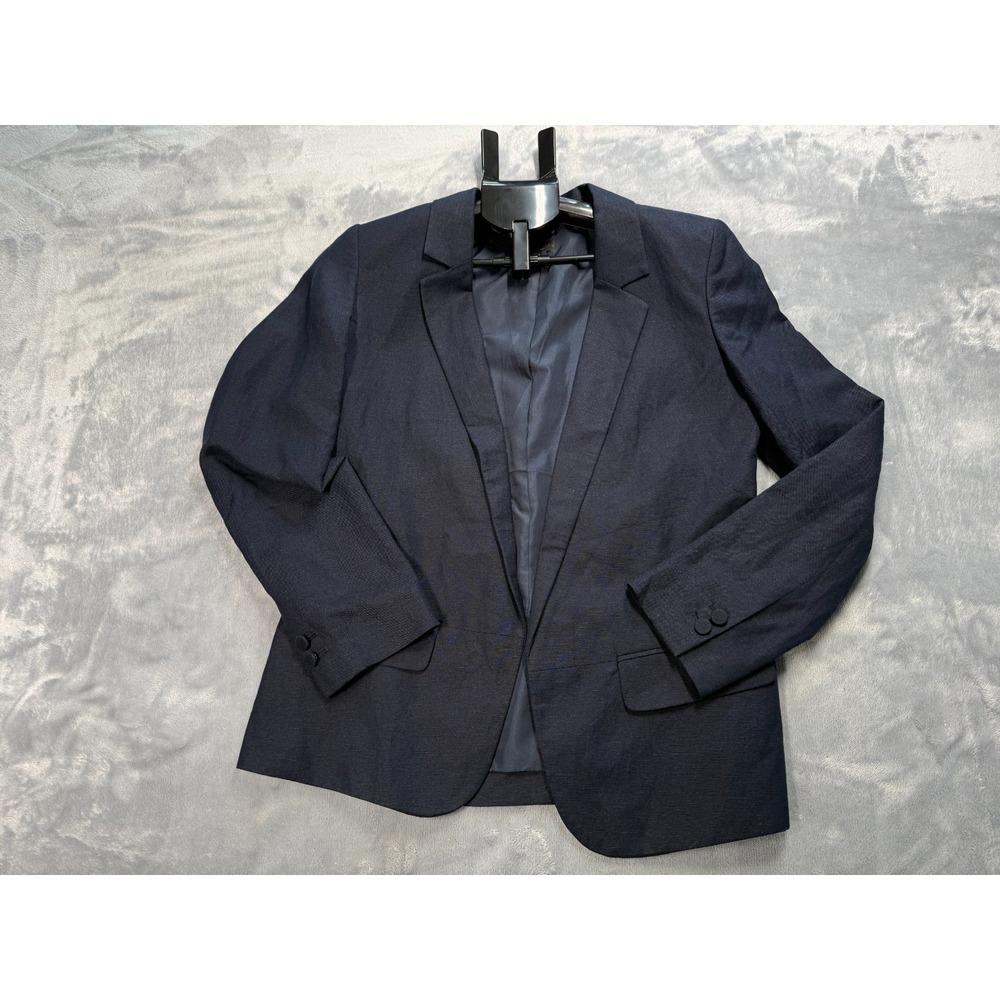Ann Taylor Blazer Jacket Women's 6 Black Lined Notch Lapel Open Front Business
